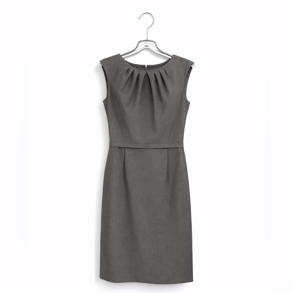 Tahari Arthur S. Levine Taupe Brown Sheath Dress Size 4 Work Wear Classic New